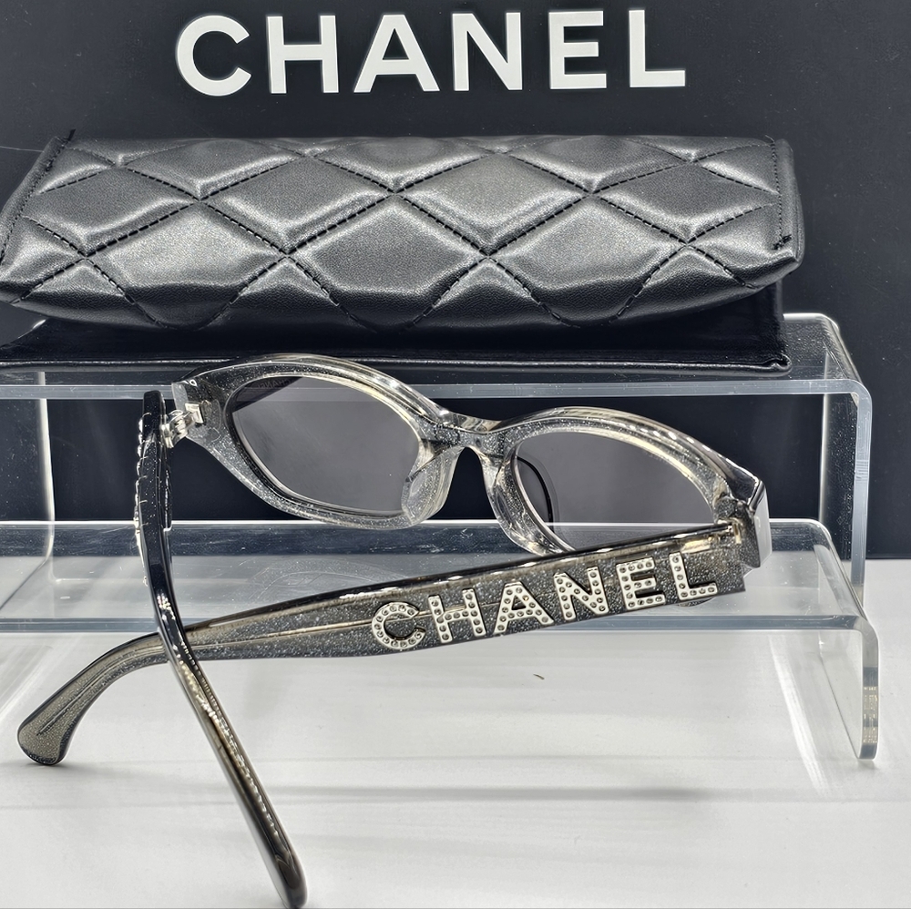 CHANEL RECTANGLE 71280A s1746 Silver Trendy Sunglasses Y2K - Picture 15 of 16